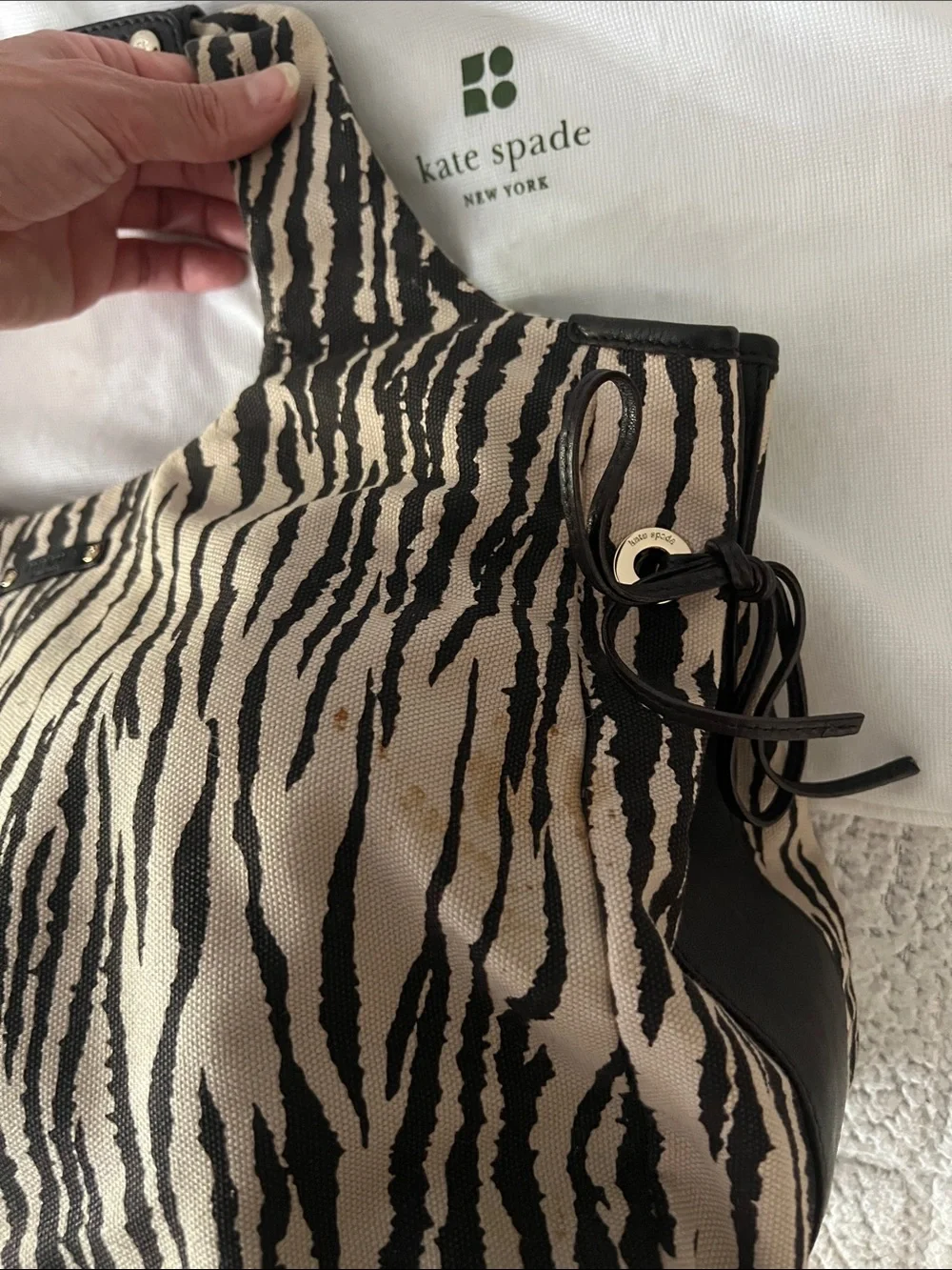 kate spade Zebra-Print Shoulder Bag in Black and Cream